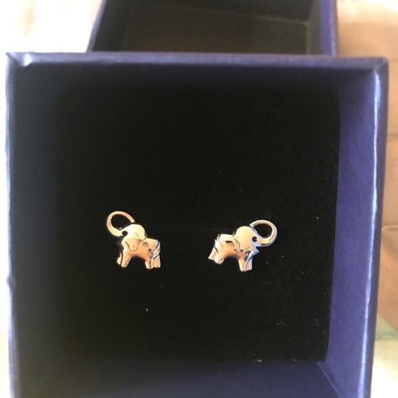 Sterling Silver Elephant Earrings - Picture 2 of 4